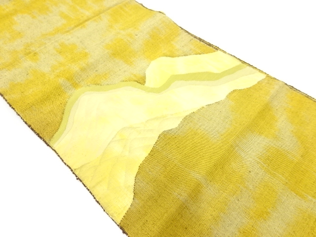 アンティーク　手織り紬遠山模様織り出し名古屋帯